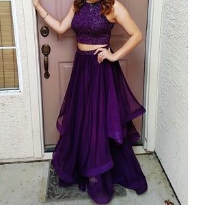2 piece purple sequenced dress